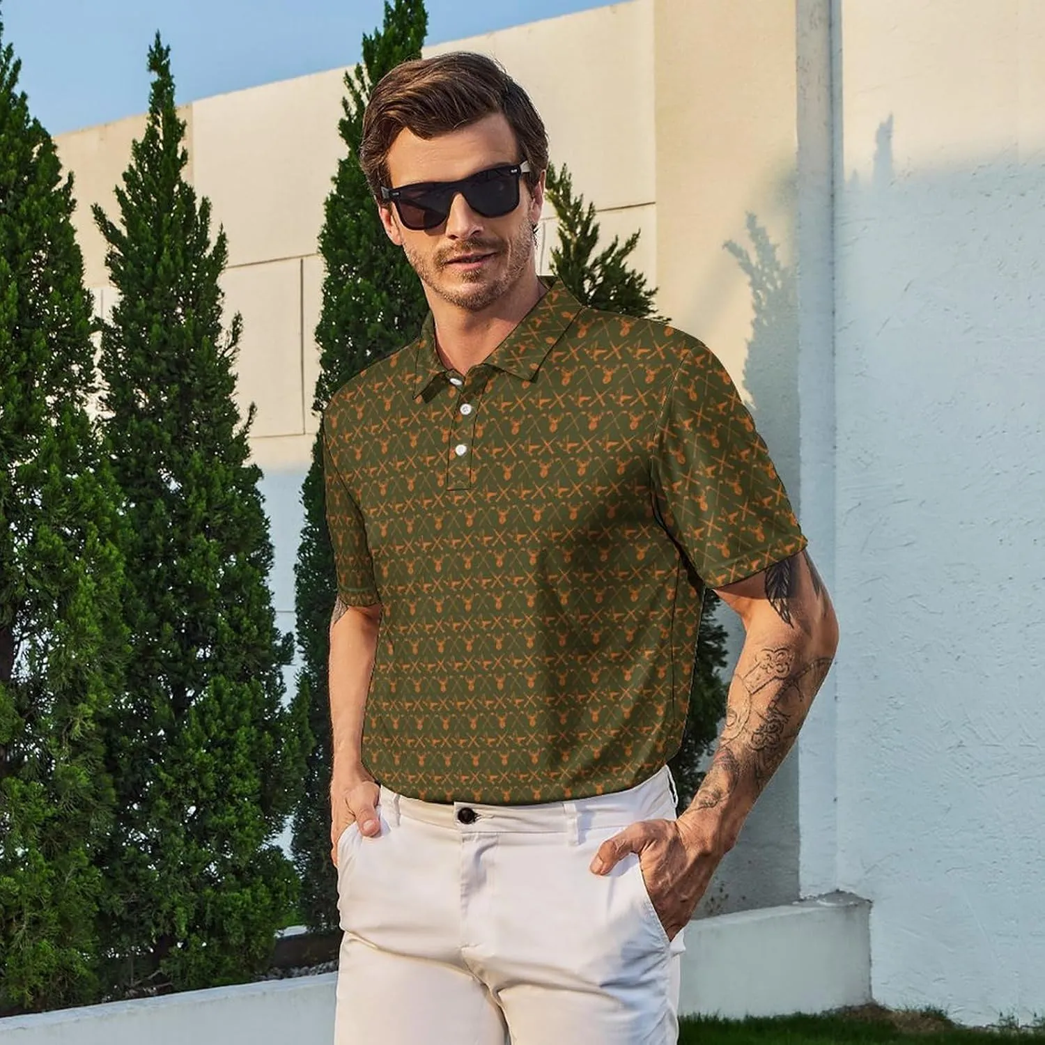 Golf Shirts for Men Funny Golf Polo Shirts Short Sleeve Polo Shirts Moisture Wicking Performance Golf Outfits