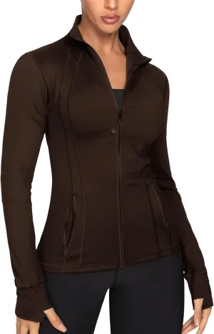 GYM RAINBOW Women's Lightweight Running Jackets Cottony-Soft 4-Way Stretch Zip up Slim Fit Workout Yoga Athletic Jacket