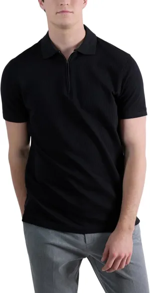 Haggar Men's Premium Comfort Quarter Zip Short Sleeve Polo Shirt