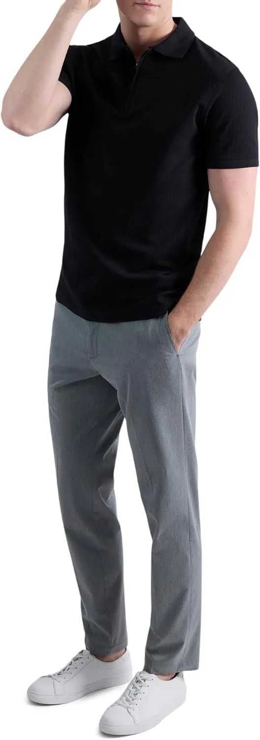 Haggar Men's Premium Comfort Quarter Zip Short Sleeve Polo Shirt