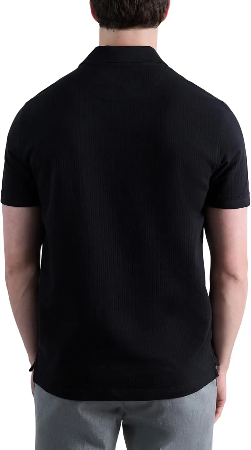 Haggar Men's Premium Comfort Quarter Zip Short Sleeve Polo Shirt