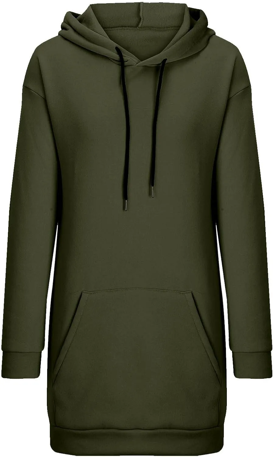 Hoodie Dress for Women Solid Colour Long Sleeve Pullover Tops with Pocket Oversized Casual Fashion Sweatshirt Dress