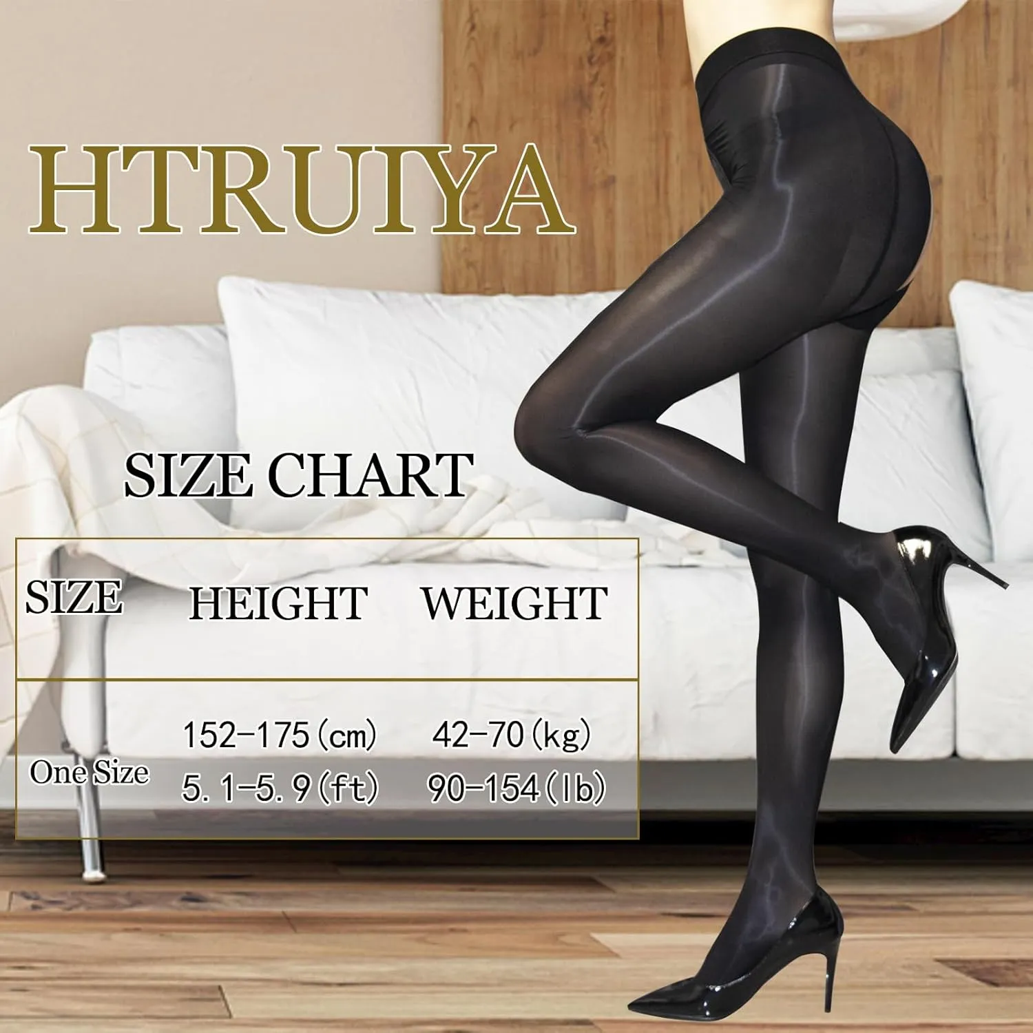 HTRUIYA Women's Shiny Pantyhose 8D Sheer Tights Oily Gloss Pantyhose Invisible Zip Adjustable Tights Smooth Stockings