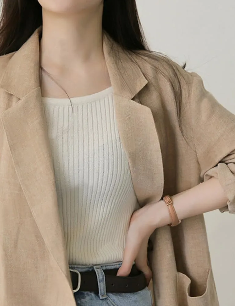 IDEALSANXUN Womens Linen Blazer Casual Long Sleeve Lightweight Spring Summer Jackets