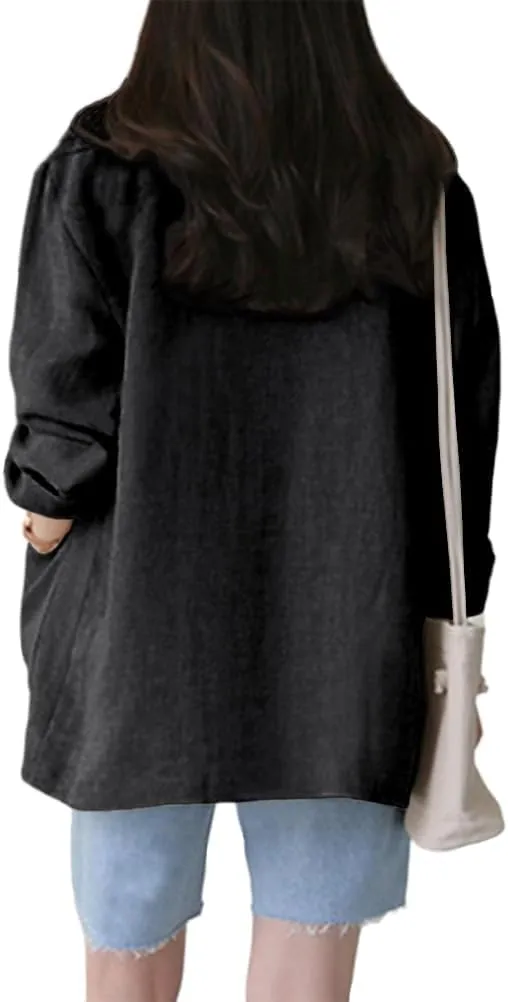 IDEALSANXUN Womens Linen Blazer Casual Long Sleeve Lightweight Spring Summer Jackets