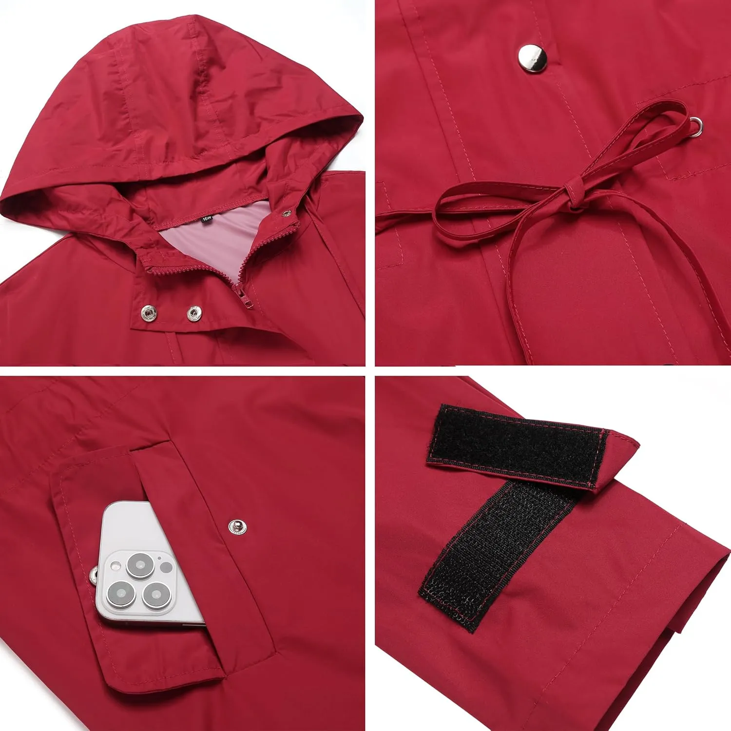 IN'VOLAND Plus Size Rain Jackets For Women Waterproof Rain Coats with Hood Lightweight Windbreaker Outdoor Trench Coat
