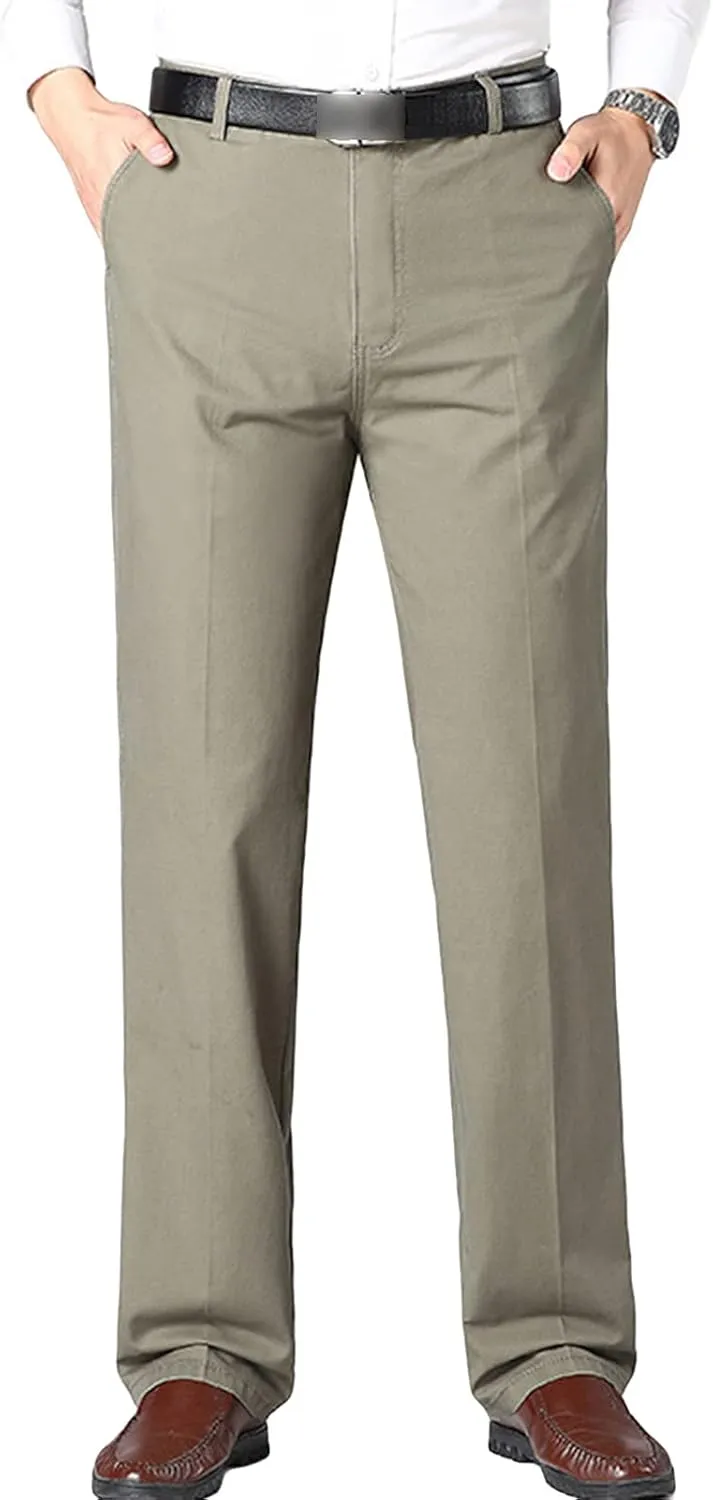 JEShifangjiusu Men's 4-Way Stretch Cotton Suit Pants Chino Pant Premium Comfort Dress Pant Flex Flat Front Straight Fit Pant