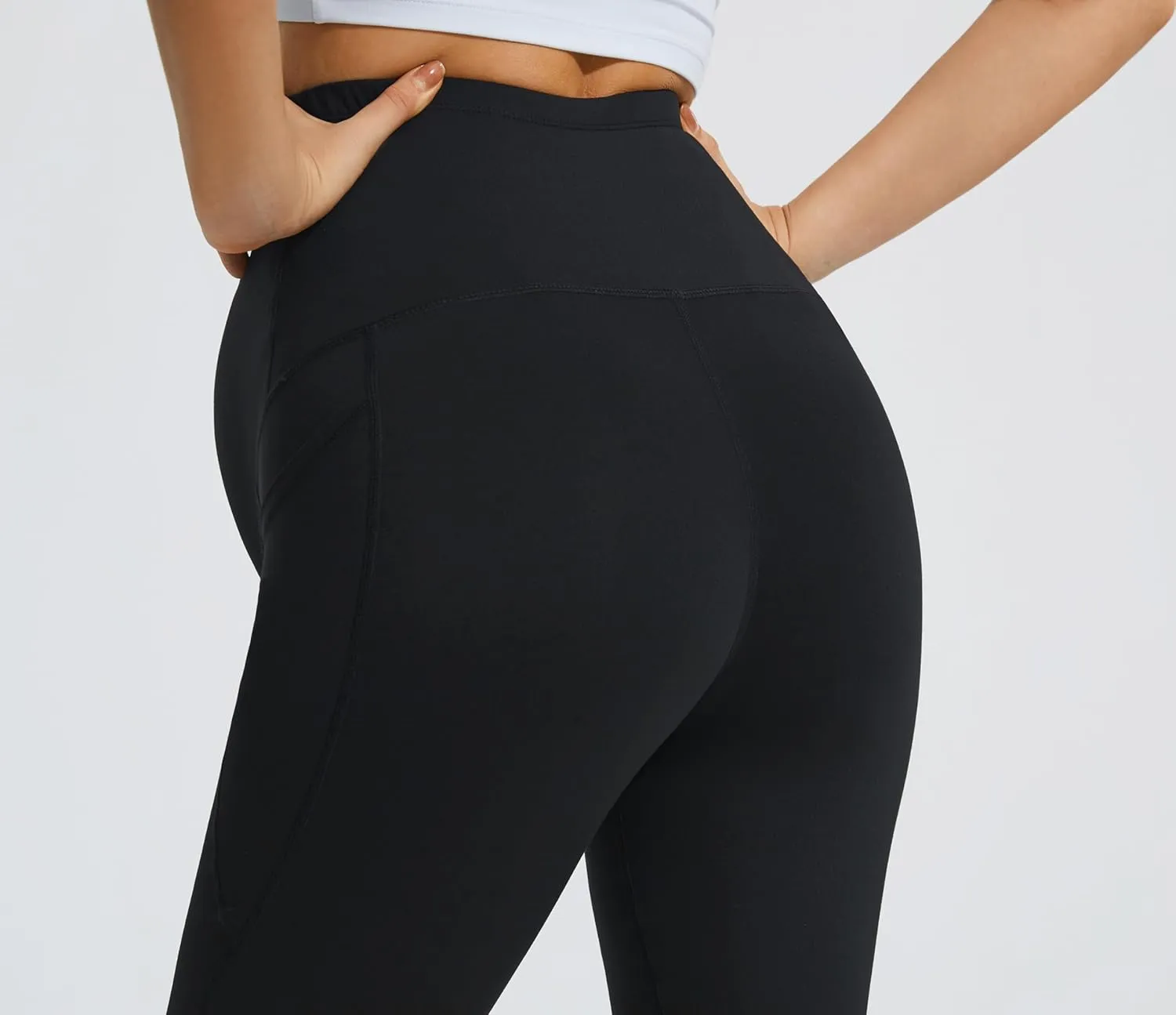 JOYSPELS Smooth Feeling Flare Maternity Leggings Over The Belly with Pockets Soft Bootcut Pregnancy Yoga Pants