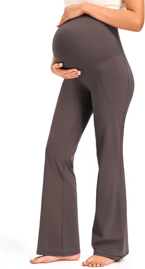 JOYSPELS Smooth Feeling Maternity Pants with Pockets Over The Belly Flare Maternity Leggings Pregnancy Yoga Pants