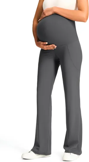 JOYSPELS Smooth Feeling Maternity Pants with Pockets Over The Belly Flare Maternity Leggings Pregnancy Yoga Pants
