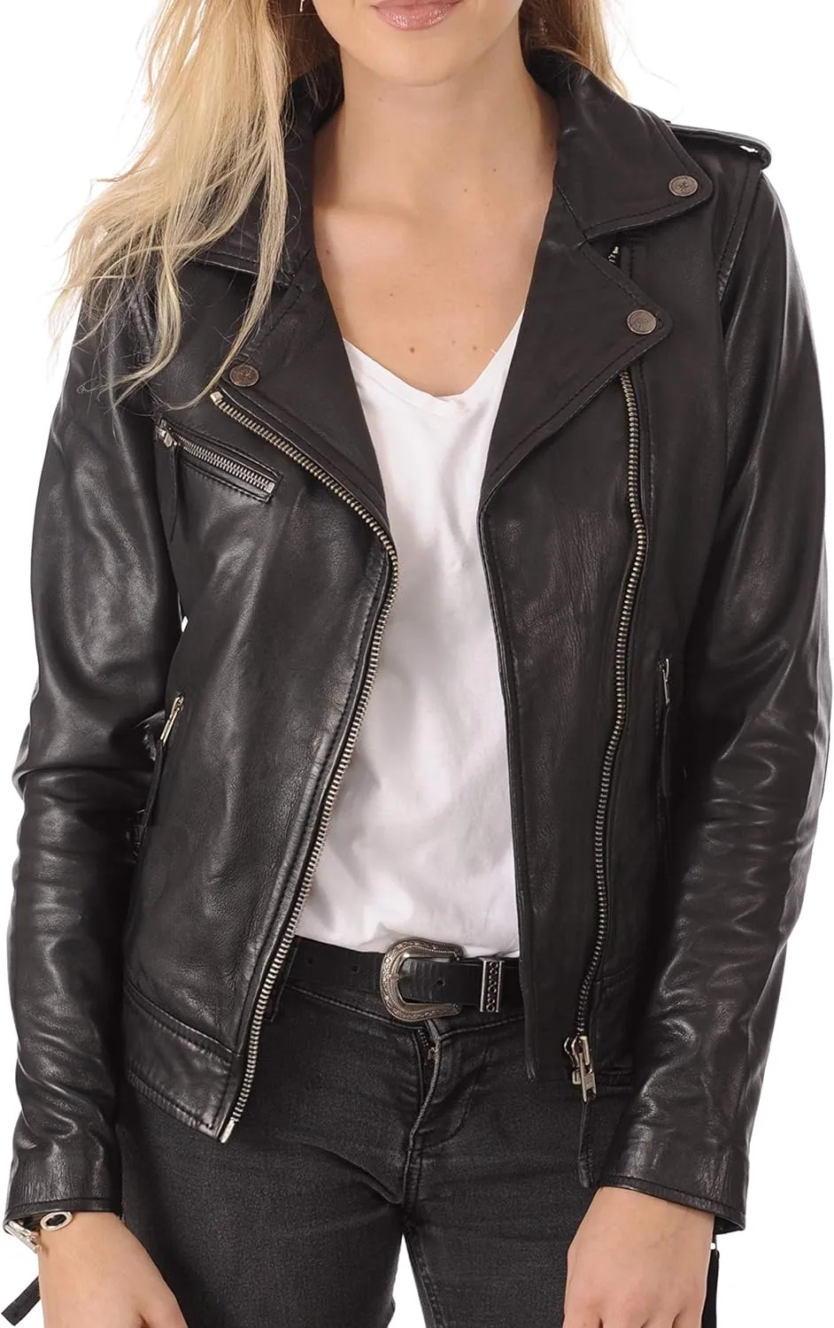 KYZER KRAFT Womens Leather Jacket Bomber Motorcycle Biker Real Lambskin Leather Jacket for Womens