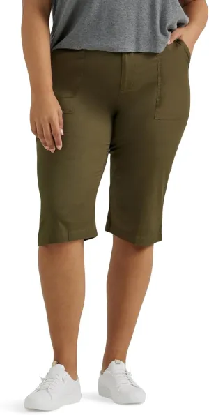 Lee Women's Plus Size Ultra Lux Comfort with Flex-to-go Utility Skimmer Capri Pant