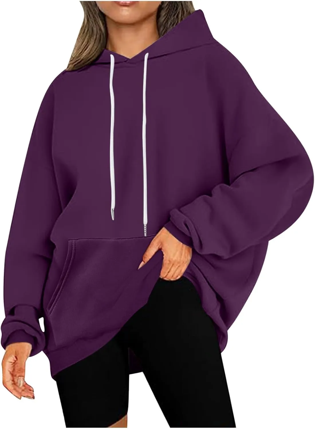 Light Weight Sweatshirt for Women Athletic Fit Workout Sweatshirt Oversized Baggy Pullover Hoodies Hip Hop Streetwear