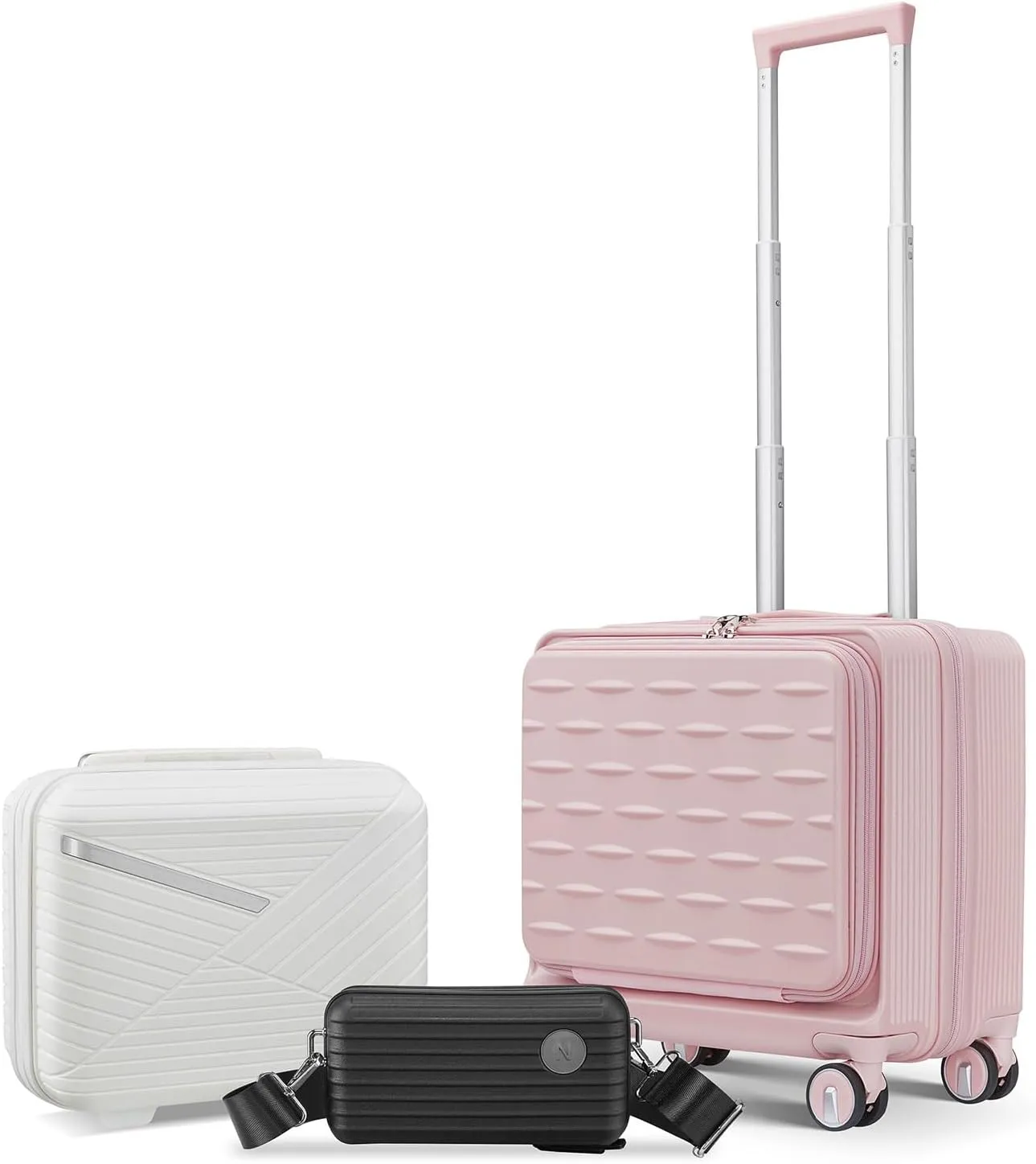 Lightweight 18" Carry-On Luggage with Front Open Door & Laptop, TSA Lock, Smooth Spinner Wheels, Pink