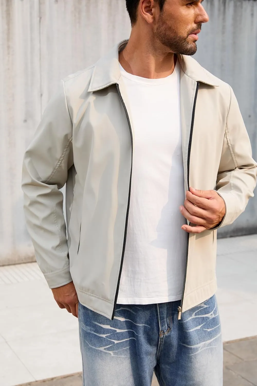 Lightweight Jackets for Men Casual Windbreaker Stylish Light Fall Spring Golf Work Dress Business Coat