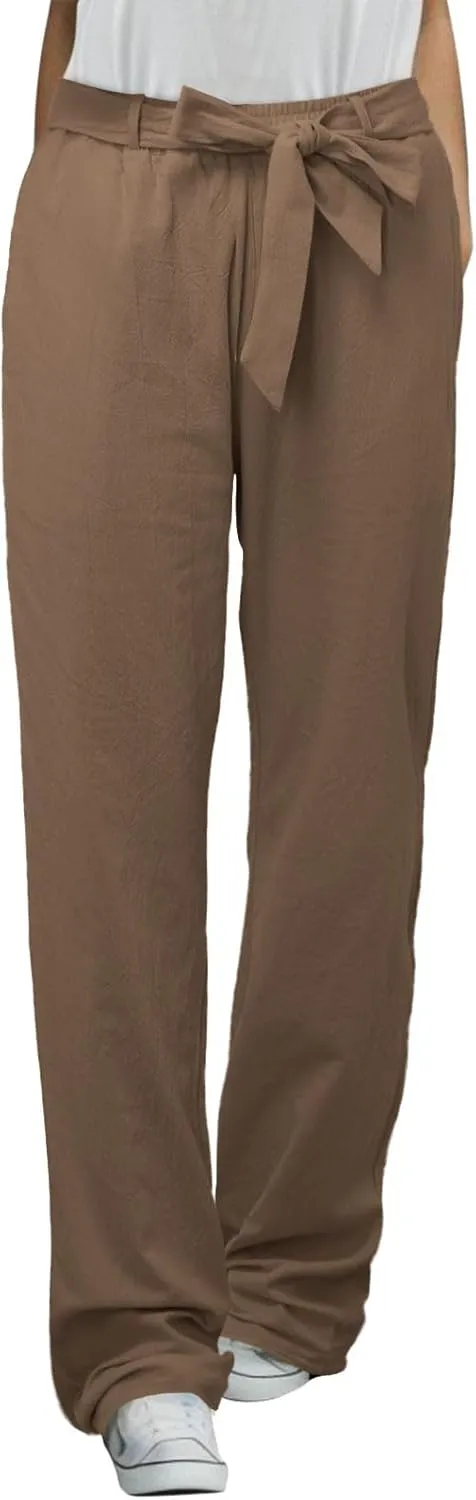 Lounge Pants for Women Comfort Baggy Wide Leg Cotton Linen Pants Summer Casual High Waisted Trousers with Pockets