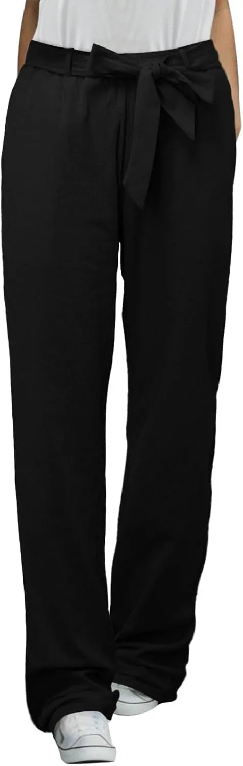 Lounge Pants for Women Comfort Baggy Wide Leg Cotton Linen Pants Summer Casual High Waisted Trousers with Pockets