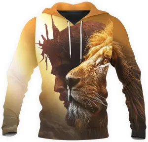 Love Jesus 3d Zip Hoodie Christian Gift Hoodie Sweatshirt, Faith Jesus Jackets for Women Men (US, Alpha, Small, 6X-Large, Regular, Regular, Jesus Lion Light)