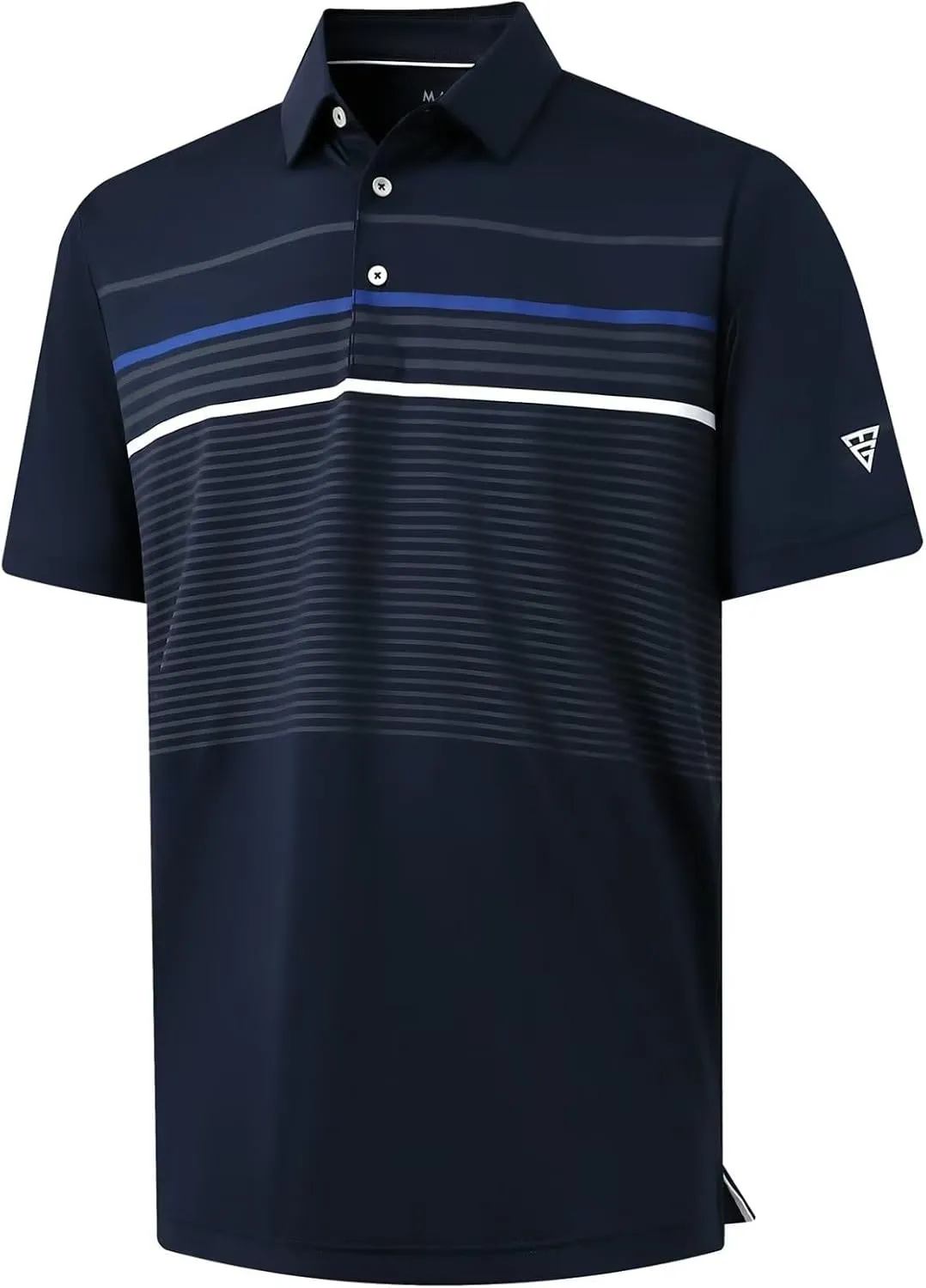 M MAELREG Golf Shirts for Men Short Sleeve Regular Fit Moisture Wicking Performance Casual Striped Print Mens Polo Shirts