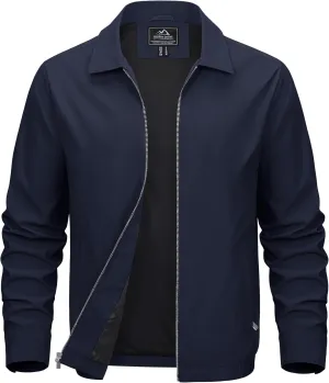 MAGCOMSEN Men's Lightweight Jackets Full Zip Up Light Coat Laydown Collar Jacket Casual Windbreaker Jacket with Zip Pockets