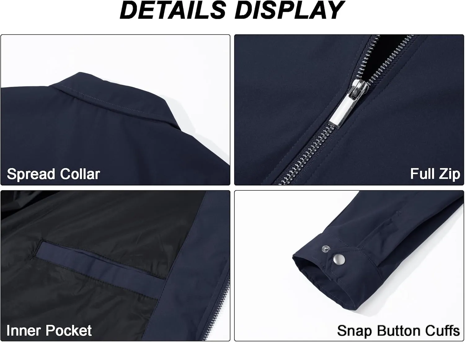 MAGCOMSEN Men's Lightweight Jackets Full Zip Up Light Coat Laydown Collar Jacket Casual Windbreaker Jacket with Zip Pockets