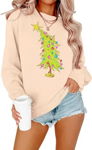 MAXIMGR Women's Christmas Graphic Sweatshirts - Merry Xmas Holiday Pullover Tops