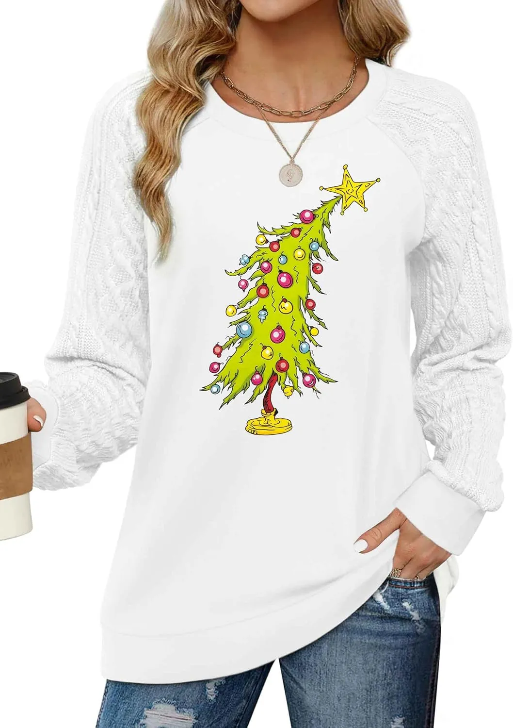 MAXIMGR Women's Christmas Graphic Sweatshirts - Merry Xmas Holiday Pullover Tops