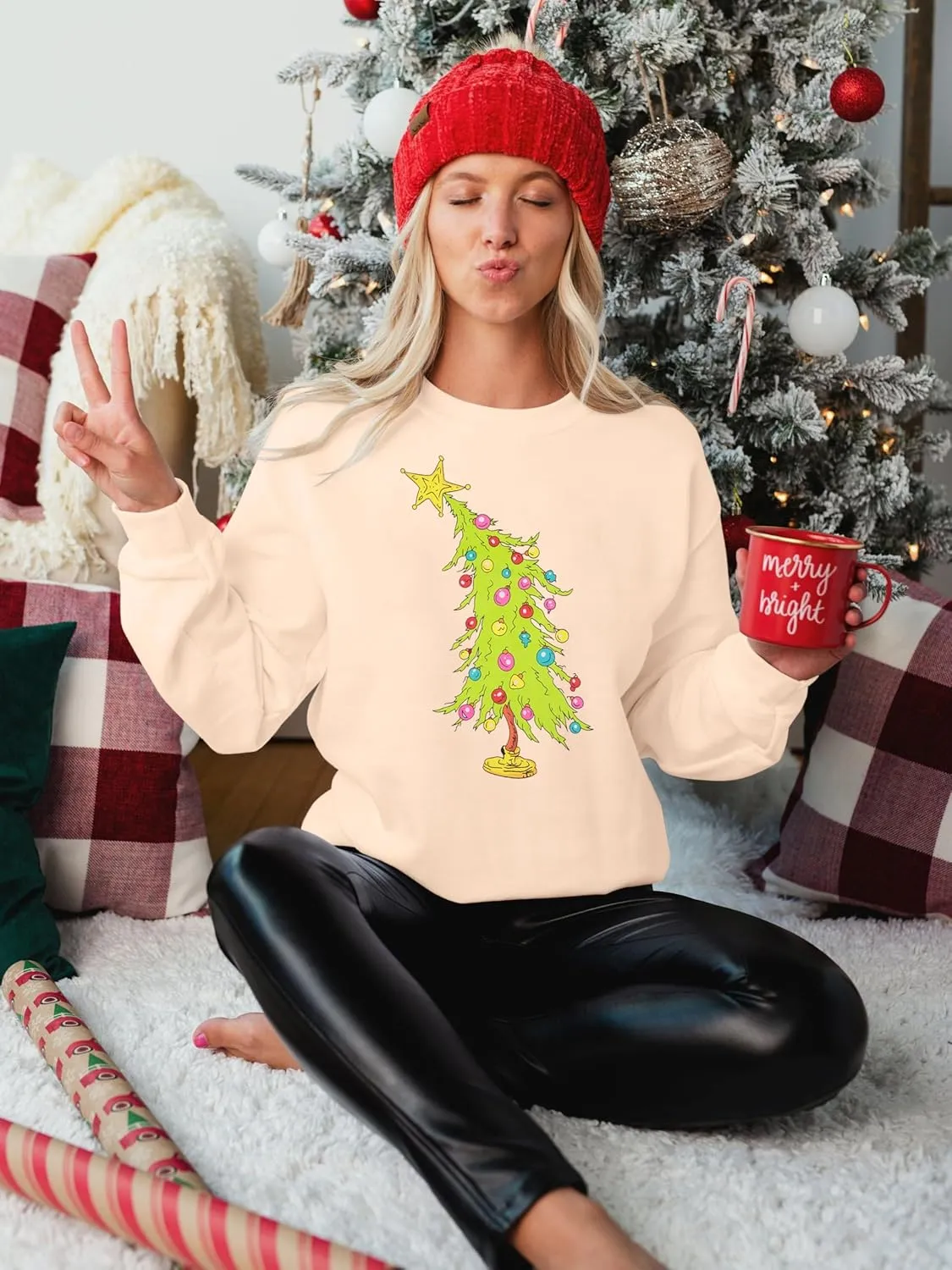 MAXIMGR Women's Christmas Graphic Sweatshirts - Merry Xmas Holiday Pullover Tops