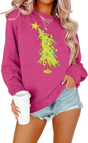 MAXIMGR Women's Christmas Graphic Sweatshirts - Merry Xmas Holiday Pullover Tops