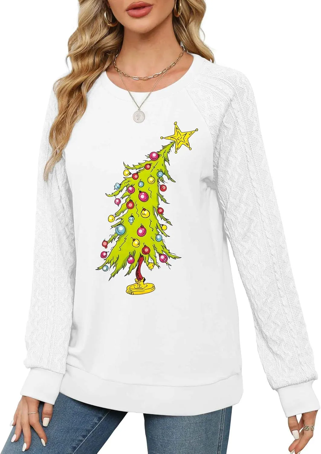 MAXIMGR Women's Christmas Graphic Sweatshirts - Merry Xmas Holiday Pullover Tops