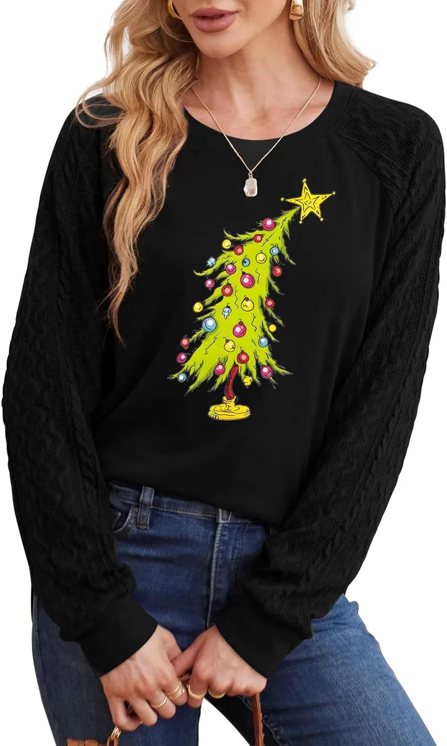 MAXIMGR Women's Christmas Graphic Sweatshirts - Merry Xmas Holiday Pullover Tops