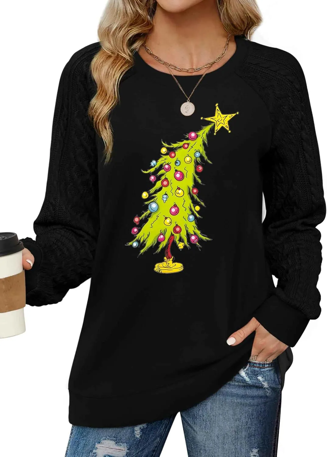 MAXIMGR Women's Christmas Graphic Sweatshirts - Merry Xmas Holiday Pullover Tops