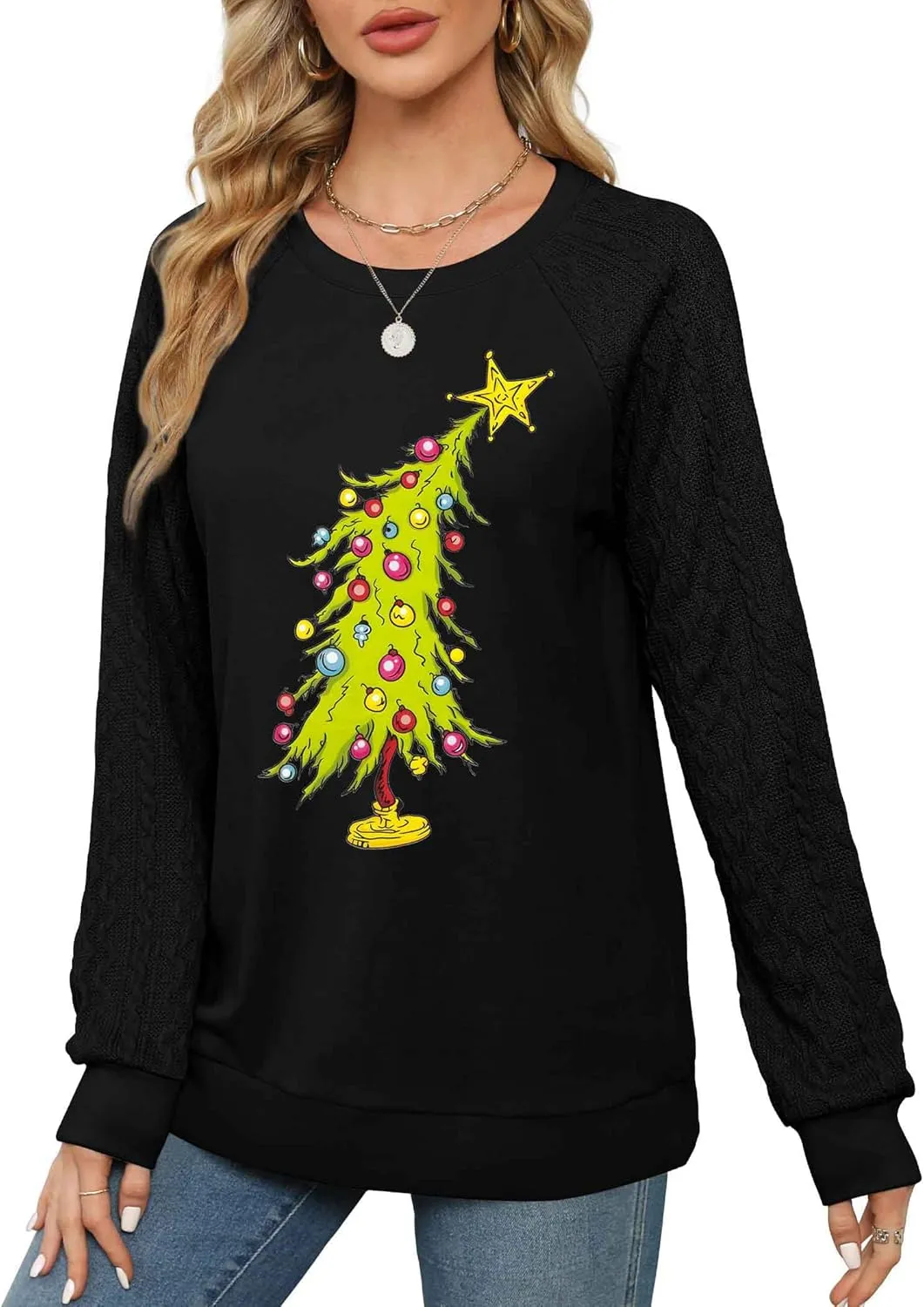MAXIMGR Women's Christmas Graphic Sweatshirts - Merry Xmas Holiday Pullover Tops