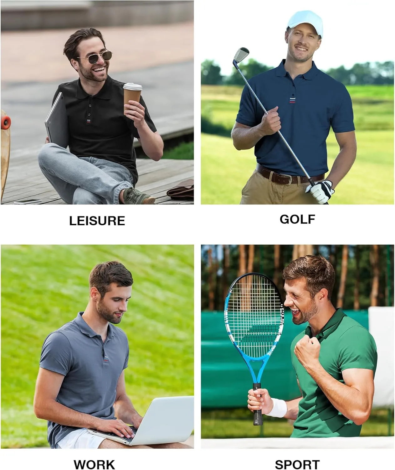 Men Golf Shirts Short Sleeve Sports Casual Polo Shirts for Men