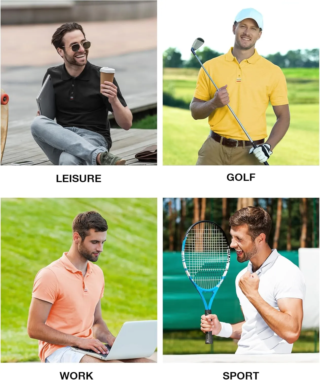 Men Golf Shirts Short Sleeve Sports Casual Polo Shirts for Men