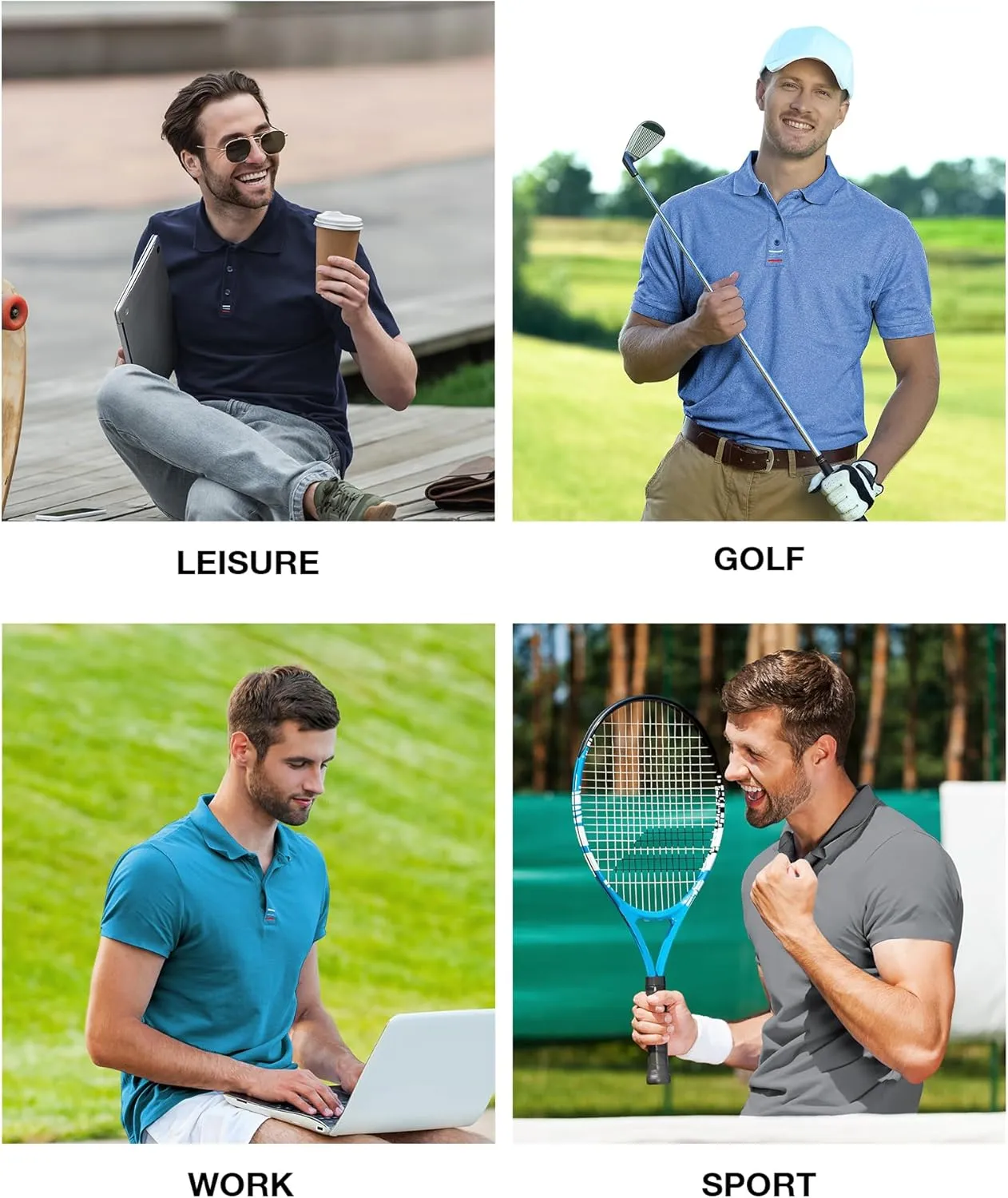 Men Golf Shirts Short Sleeve Sports Casual Polo Shirts for Men