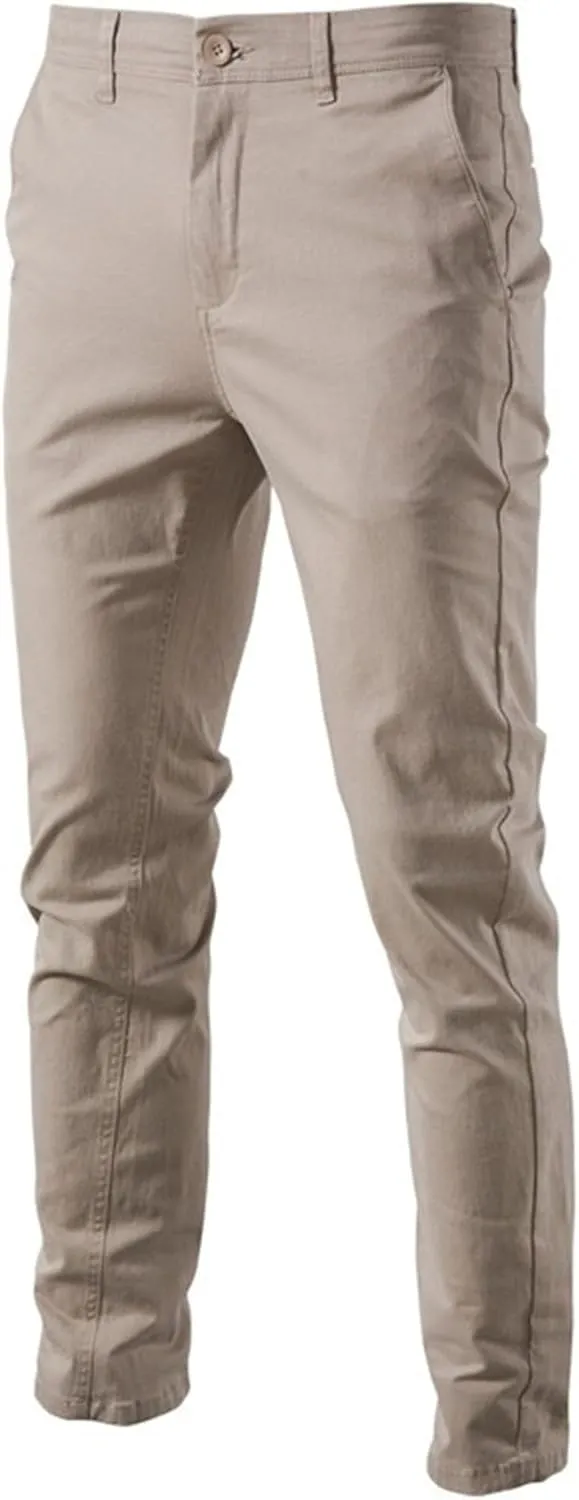 Men's Business Slim Fit Comfort Pants Breathable Straight Leg Casual Trousers Solid Classic Outdoor Pants