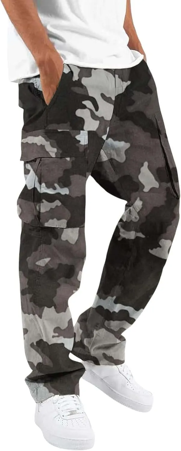 Mens Cargo Pants Slim Fit Men's Wild Cargo Pants Casual Joggers Sweatpants Outdoor Waterproof Hiking Work Pants