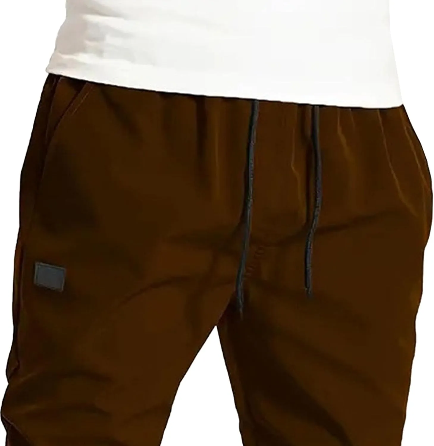 Men's Casual Elastic Waisted Joggers Pants Chino Solid Tapered Hiking Pants Slim Fit Comfort Outdoor Trousers