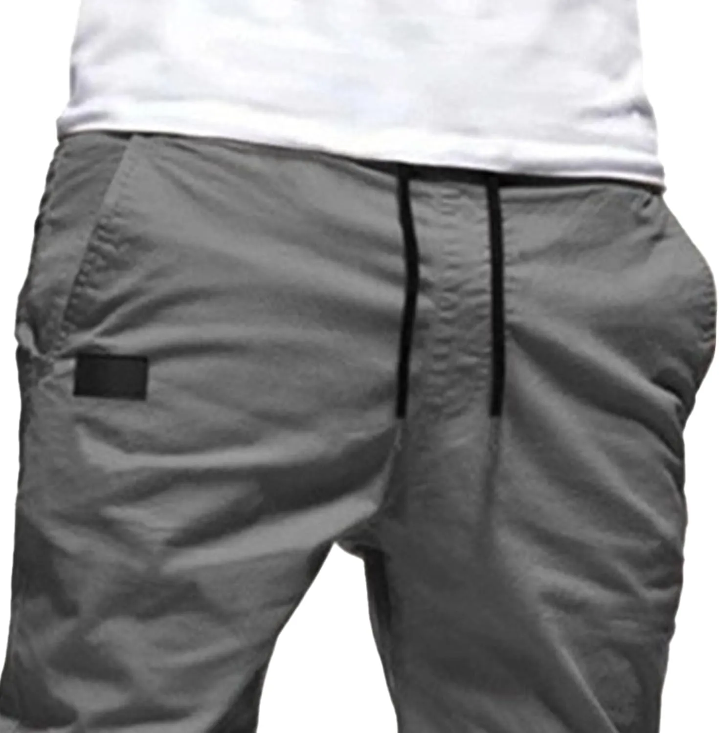 Men's Casual Elastic Waisted Joggers Pants Chino Solid Tapered Hiking Pants Slim Fit Comfort Outdoor Trousers