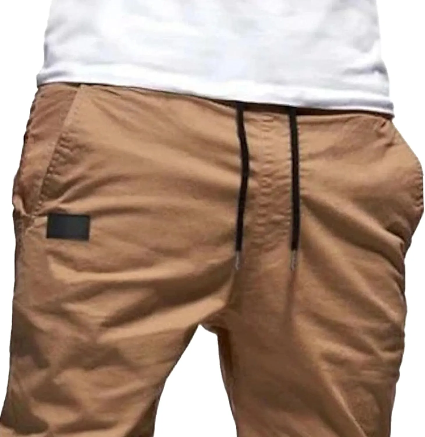 Men's Casual Elastic Waisted Joggers Pants Chino Solid Tapered Hiking Pants Slim Fit Comfort Outdoor Trousers