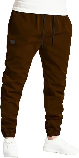 Men's Casual Elastic Waisted Joggers Pants Chino Solid Tapered Hiking Pants Slim Fit Comfort Outdoor Trousers