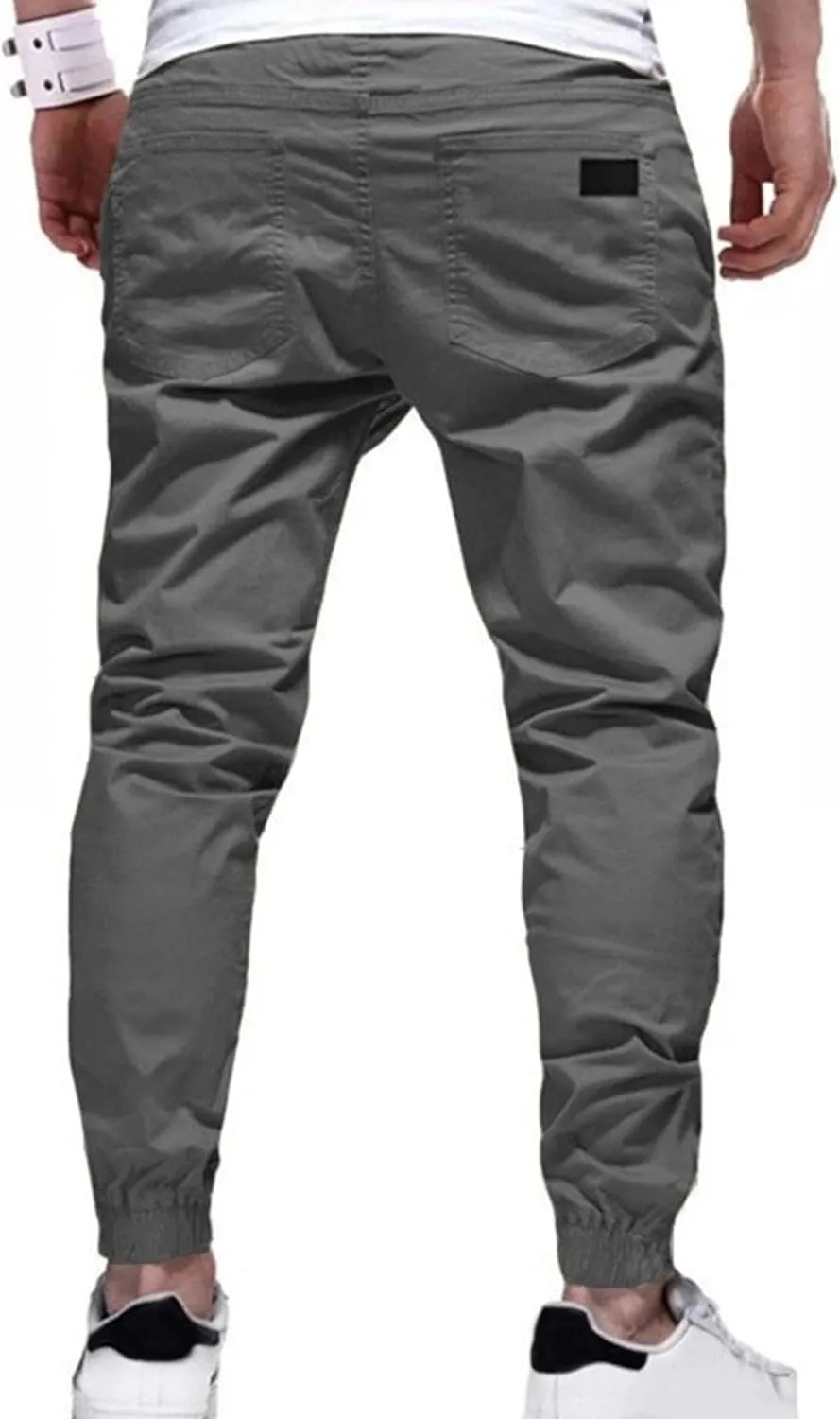 Men's Casual Elastic Waisted Joggers Pants Chino Solid Tapered Hiking Pants Slim Fit Comfort Outdoor Trousers
