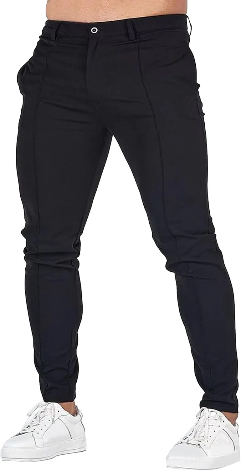 Men's Casual Slim Fit Outdoor Joggers Pants Lightweight Solid Workout Trousers Stretch Comfort Skinny Pants