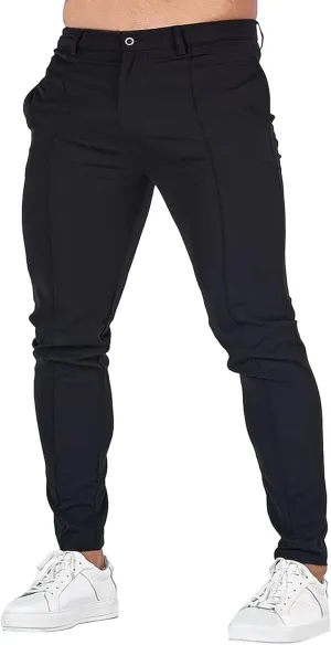 Men's Casual Slim Fit Outdoor Joggers Pants Lightweight Solid Workout Trousers Stretch Comfort Skinny Pants