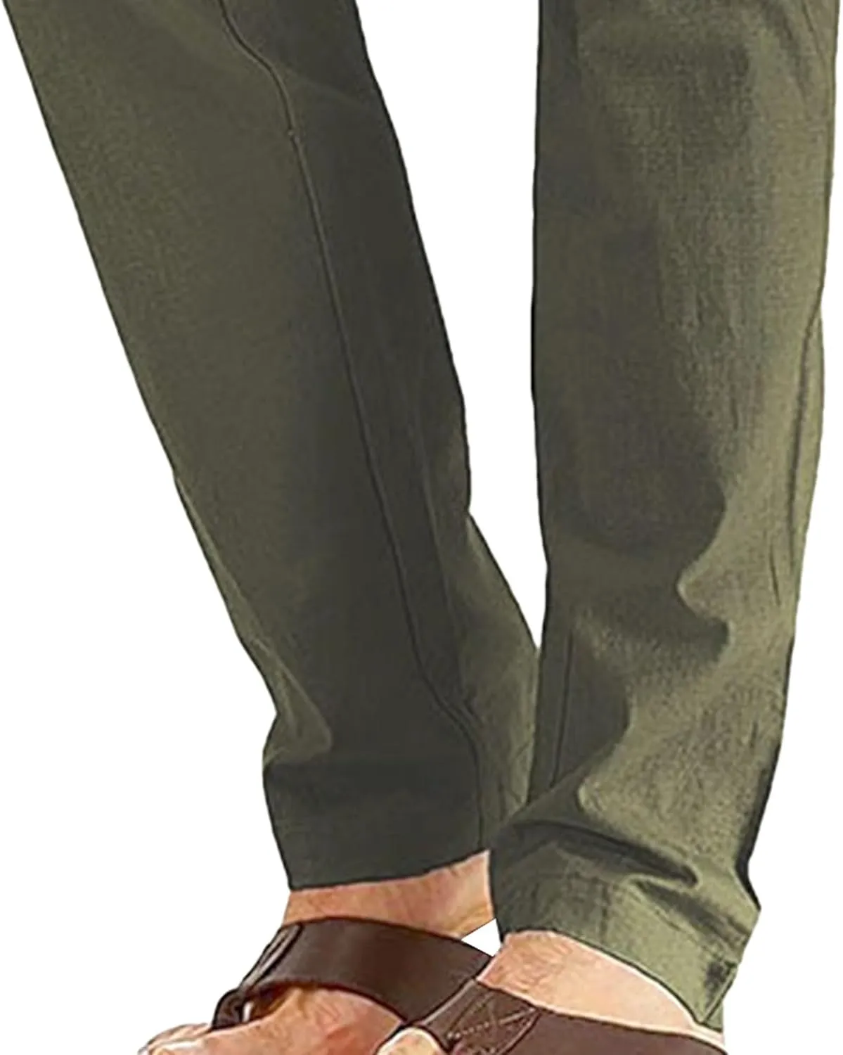 Men's Comfort Baggy Casual Pants Yoga Linen Straight Leg Hiking Pants Basic Solid Joggers Trousers