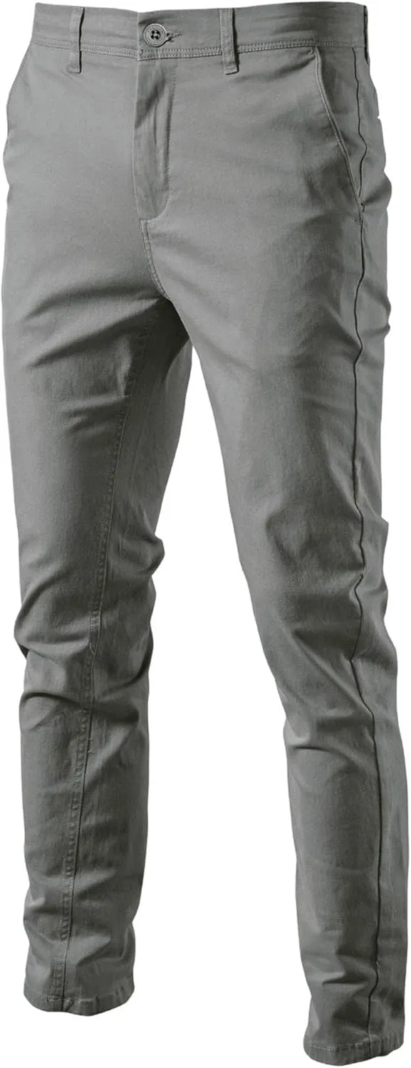 Men's Comfort Casual Solid Trousers Trendy Slim Fit Lounge Pants Lightweight Active Business Slack (Grey,38)