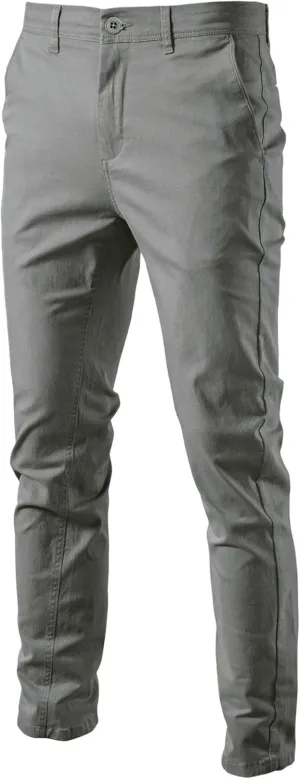 Men's Comfort Casual Solid Trousers Trendy Slim Fit Lounge Pants Lightweight Active Business Slack (Grey,38)
