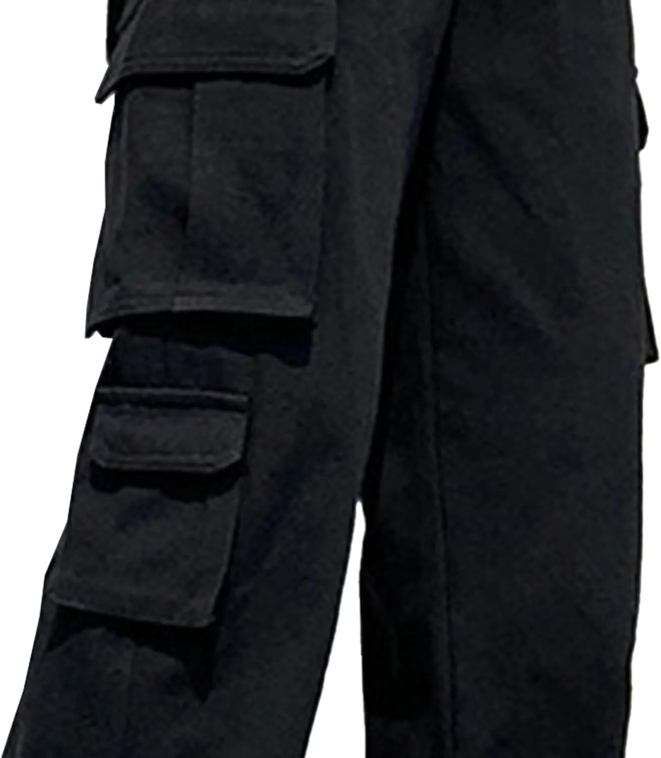 Men's Comfort Drawstring Elastic Waist Cargo Pants Regular Fit Solid Hiking Pants Joggers Wide Leg Trousers