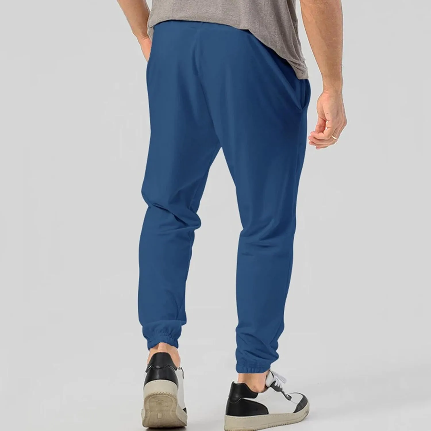 Men's Comfort Solid Drawstring Athletic Pants Casual Loose Fit Joggers Trousers Lightweight Outdoor Workout Pants